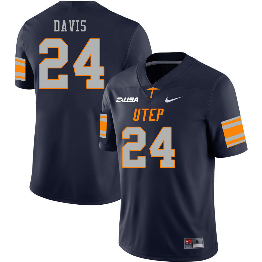 Men-Youth #24 Jaylen Davis UTEP Miners 2023 College Football Jerseys Stitched-Navy